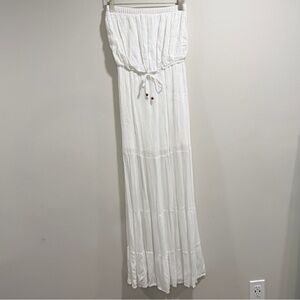 Socialite Women’s Strapless White Maxi Skirt with Mini Skirt Lining Size S